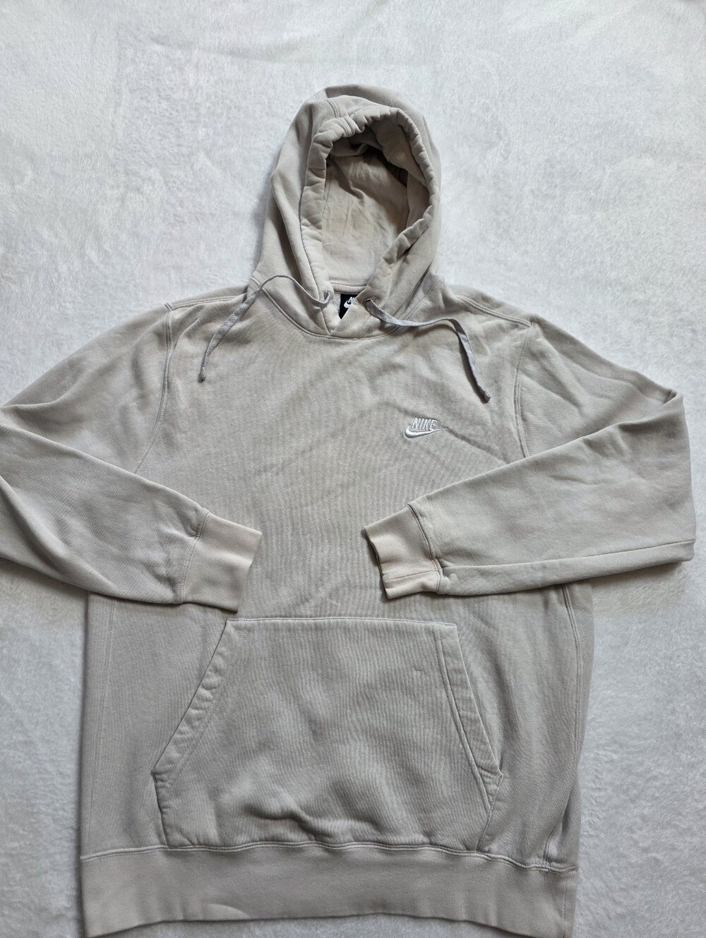 Nike Sportswear Club Fleece Hoodie Men’s L Cream Off White Mini Swoosh